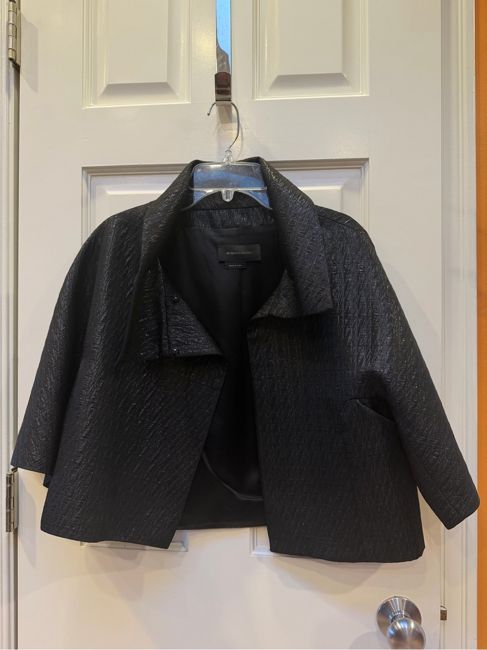 Eileen Fisher Black Textured Open-Front Cropped Blazer